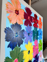 Load image into Gallery viewer, Flower Candy on Blue 48”x36”